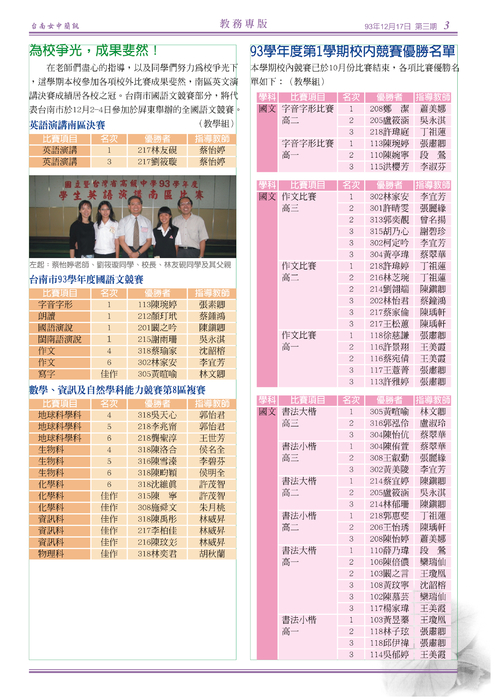 南女簡訊第三期 南女簡訊第三期